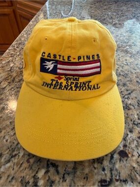 Vintage 90s Castle Pines Sprint International Yellow Baseball Cap
